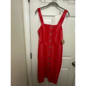 Women’s linen button down dress red size medium